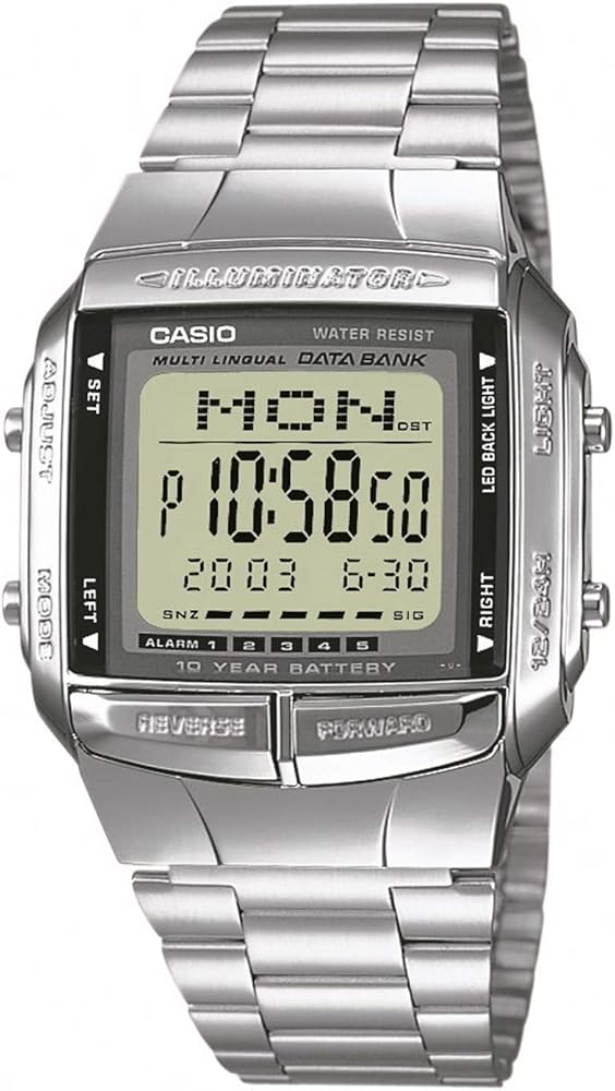 Reloj digital Casio DB-360N para hombres con pulsera de acero inoxidable