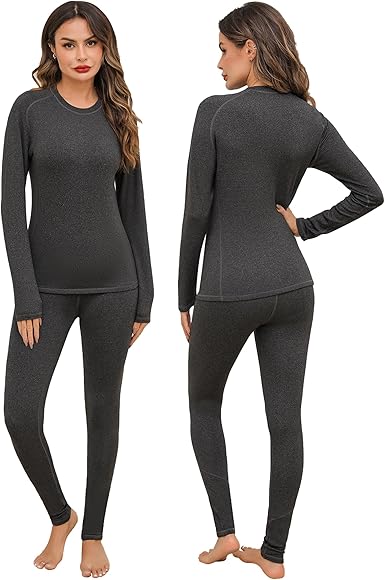 iClosam Conjuntos Térmicos Mujer Ropa Interior Termica Funcional Mujer Largo Cálido Ropa Térmica Mujer de 2 Piezas Traje Termico para Running Esquí Montaña S-XXL