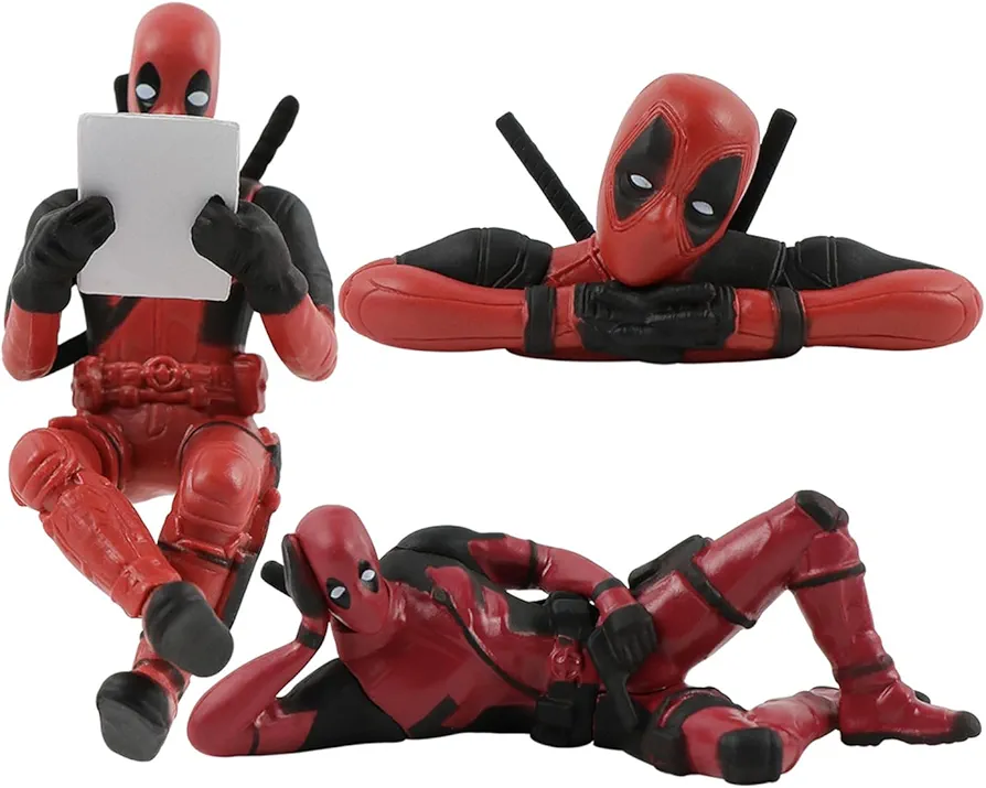 MUNSKT 3 piezas divertidas de anime Deadpool anime, accesorios de decoración interior de automóvil, decoración de espejo retrovisor de anime, decoración de espejo retrovisor para el hogar, regalo,