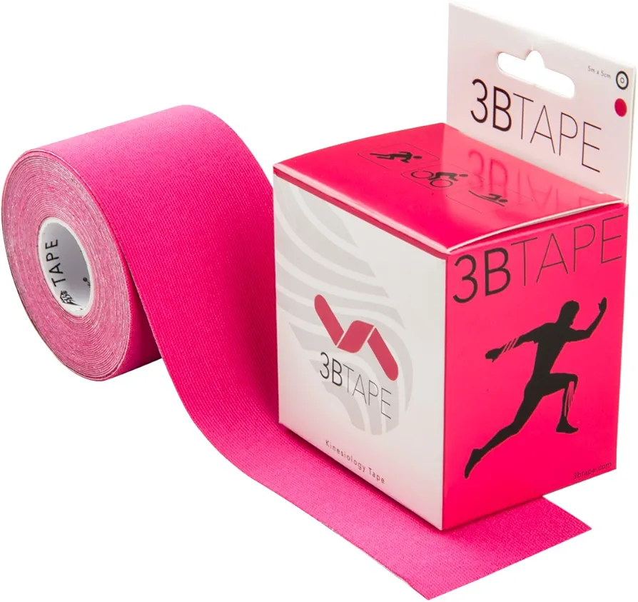 3B Scientific Cinta de kinesiología (5m x 5cm) Cinta de Soporte Elástico para Músculos y Articulaciones para Ejercicio, Deporte, Recuperación de Lesiones y Dolor Muscular - Rosa