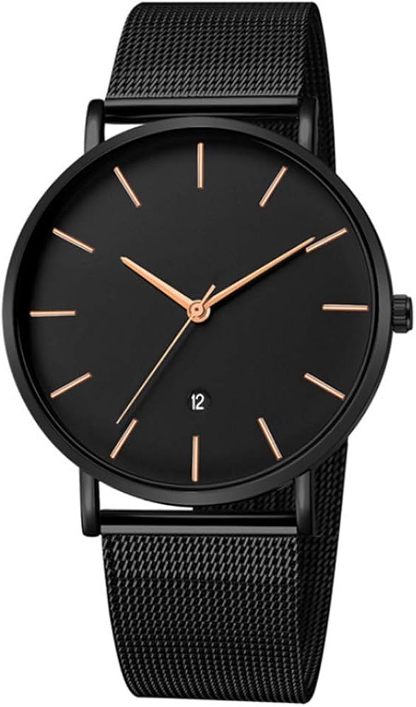 MICGIGI Reloj de Pulsera analógico de Cuarzo para Hombre Minimalista con Pulsera de Acero Inoxidable