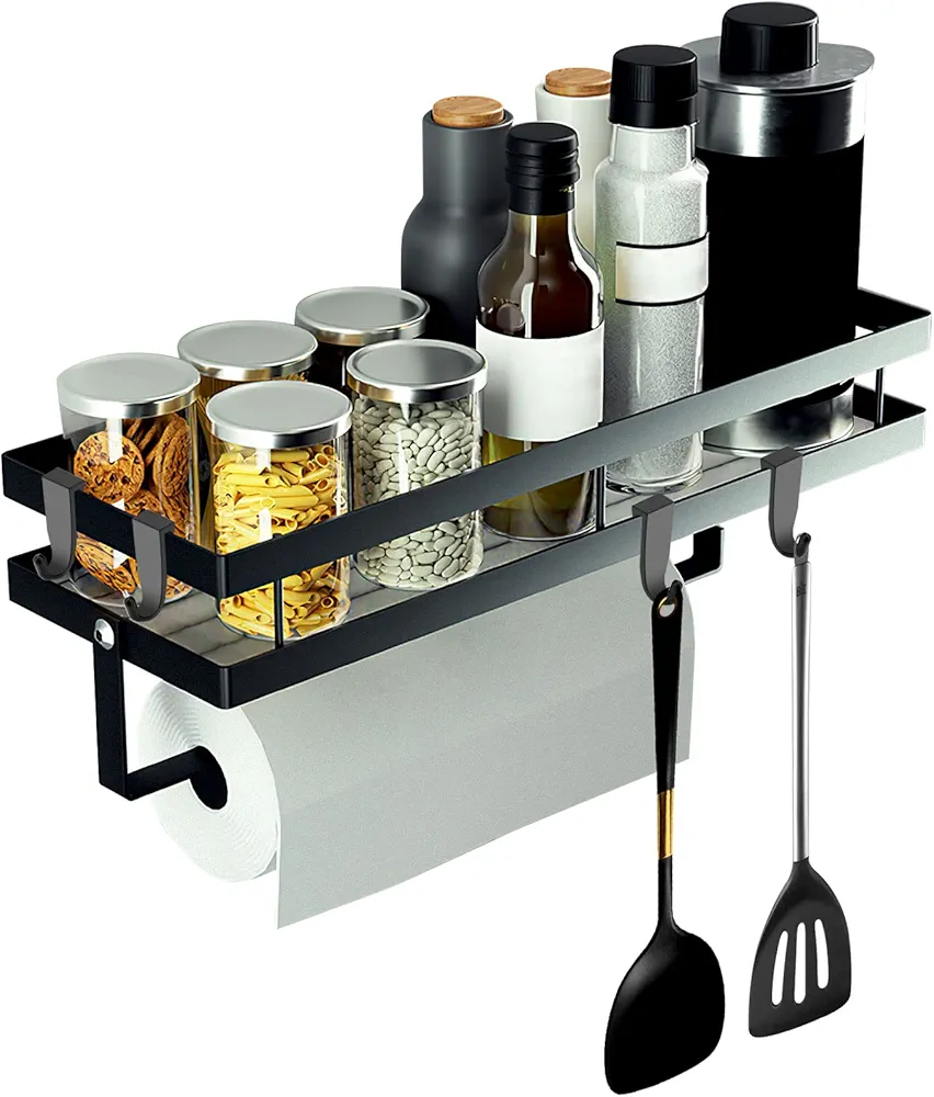 Especieros para Cocina pared, Especiero Cocina con Ganchos Organizador Especias Cocina, Estante Cocina Sin Taladro Organizador Especias Cocina para Cocina Baño y Hogar, Con Herramienta de Instalación