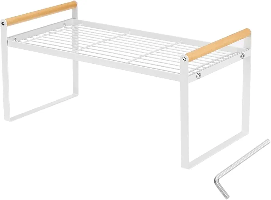 Estanterías Metálicas para Armarios de Cocina, HGZYE - Crear Espacio de Almacenaje, 35x21x20CM Organizadora Estante de Almacenamiento para Gabinetes Encimeras Alimentos y Utensilios, Baldas Blanco