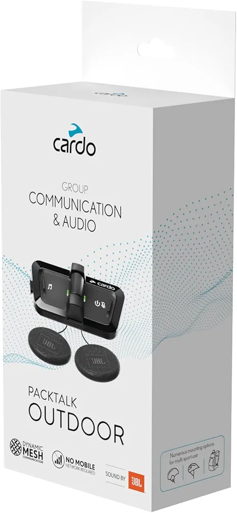 Cardo Sistema de comunicación para Casco PACKTALK Outdoor, Ideal para esquí, Snowboard y Ciclismo (Negro, Paquete Individual)