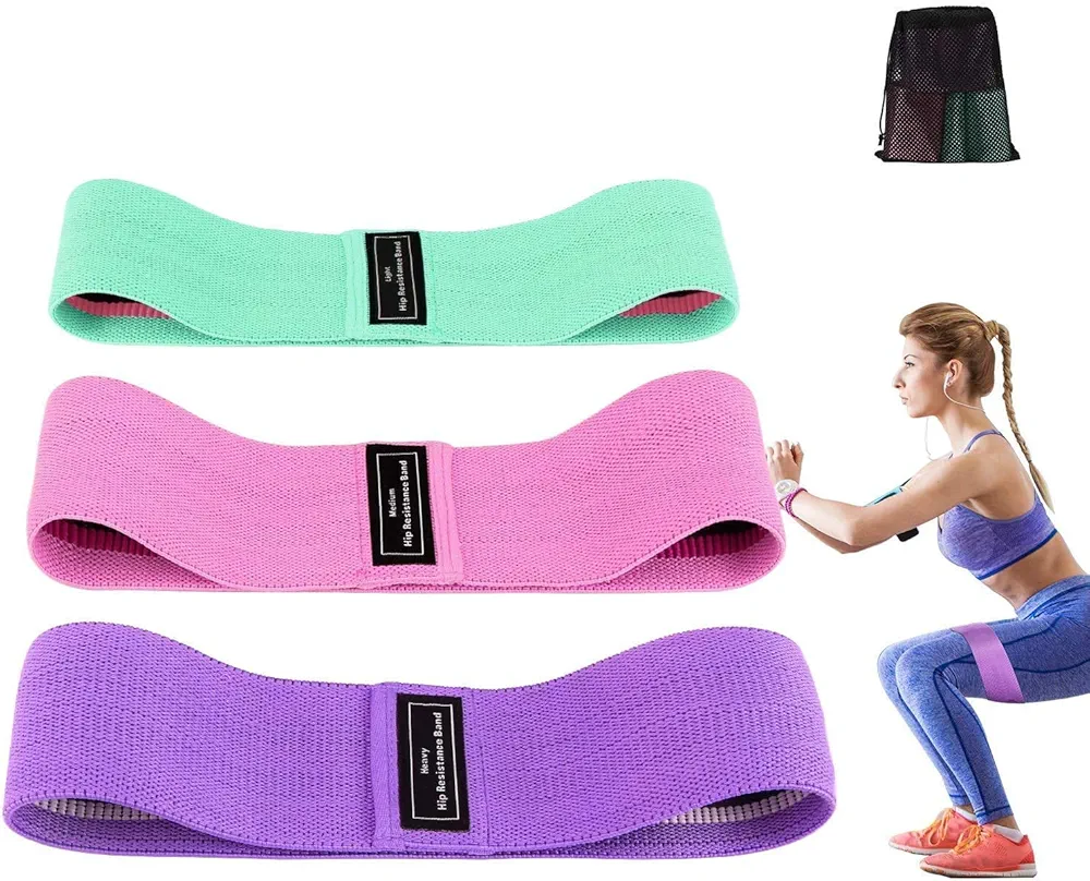 Bandas Elásticas Glúteos Set de 3, Bandas Elasticas Musculacion 3 Niveles de Fitness Bandas Antideslizantes de Ejercicios para Yoga Pilates Fuerza de Cadera Piernas Tela y Glúteos