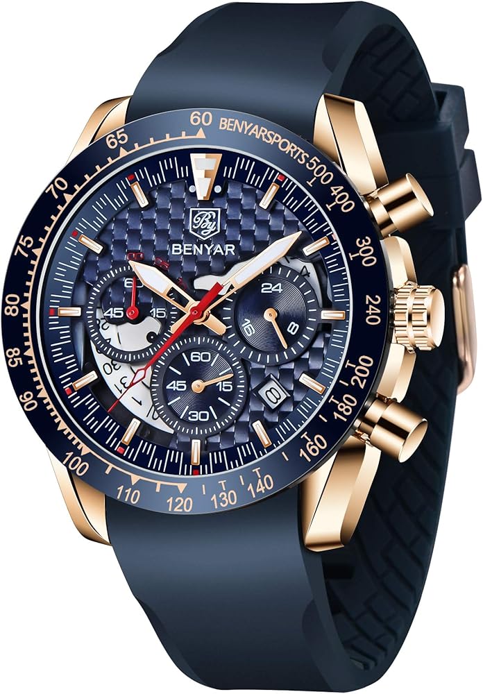 BY BENYAR Relojes Hombre Cuarzo cronógrafo Impermeable Business Casual Deporte Reloj de Pulsera