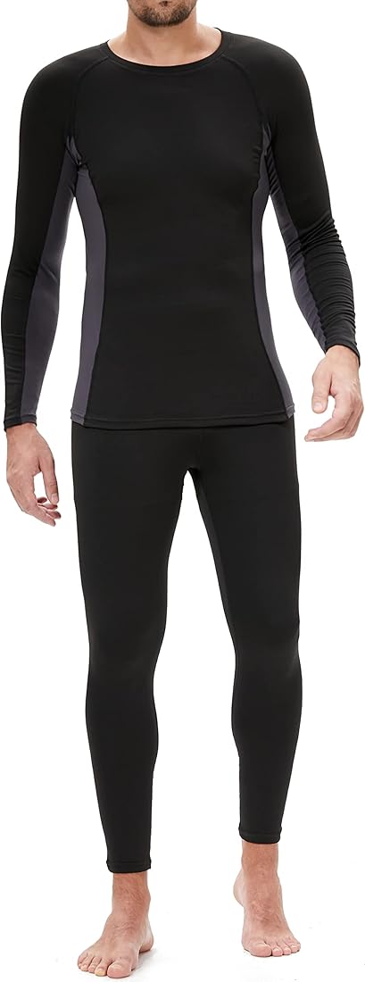 BenBoy Ropa Interior Térmica Hombre Camiseta Térmica Manga Larga Transpirable Set de Ropa Térmica Invierno Deportes Conjuntos Térmicos para Esquí Montaña Ciclismo