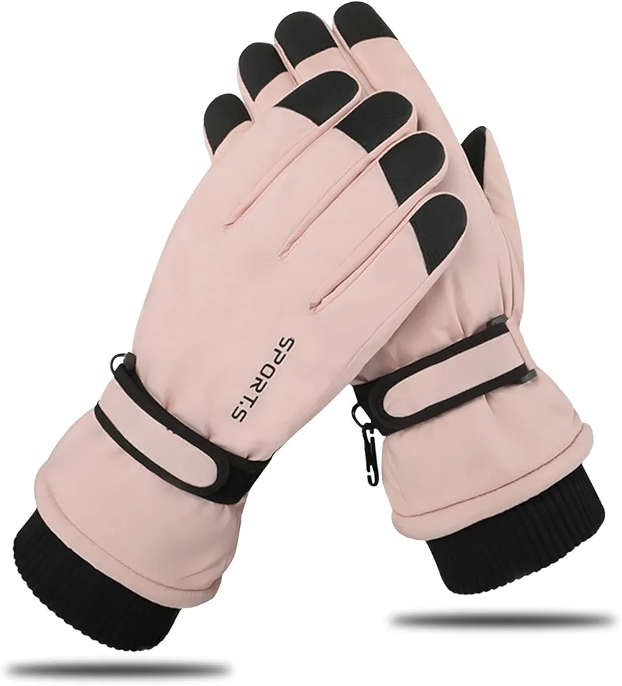 Andiker Guantes Impermeables del esquí de Las Mujeres, Guantes Termales de la Pantalla táctil del Invierno con vellón, Guantes de Snowboard a Prueba de Viento para Esquiar, y Bicicleta