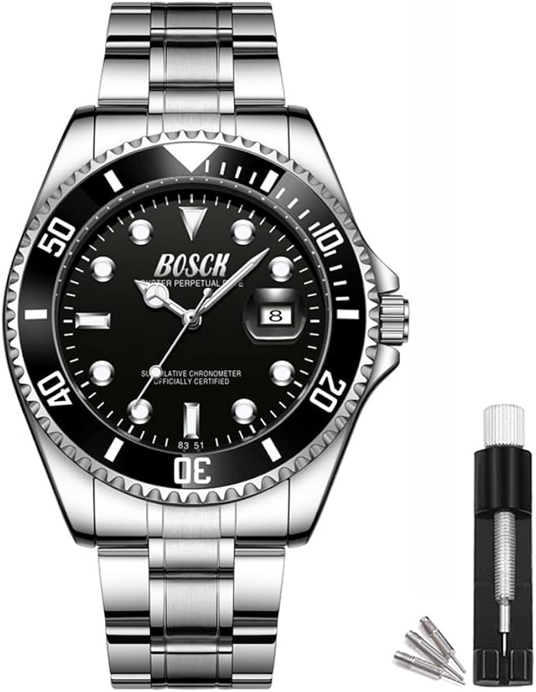 BOSCK Reloj para Hombre, Reloj analógico para Hombre con Esfera Grande de 44 mm, fácil de Leer, Reloj de Negocios clásico de Lujo Resistente al Agua hasta 30 Metros