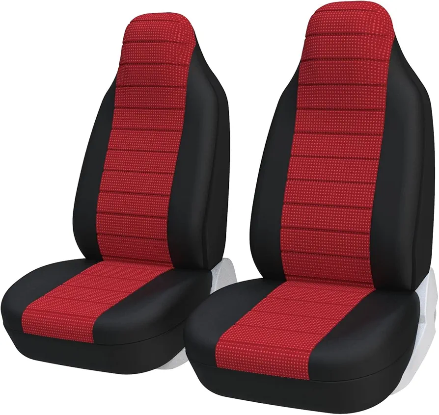 TOYOUN Fundas Asientos Coche Universal Delantero Juego de Protector Asiento con Respaldo Alto Coche de 2 plazas Airbag Compatibles Fundas para Asiento de Accesorios Automóvil, Rojo