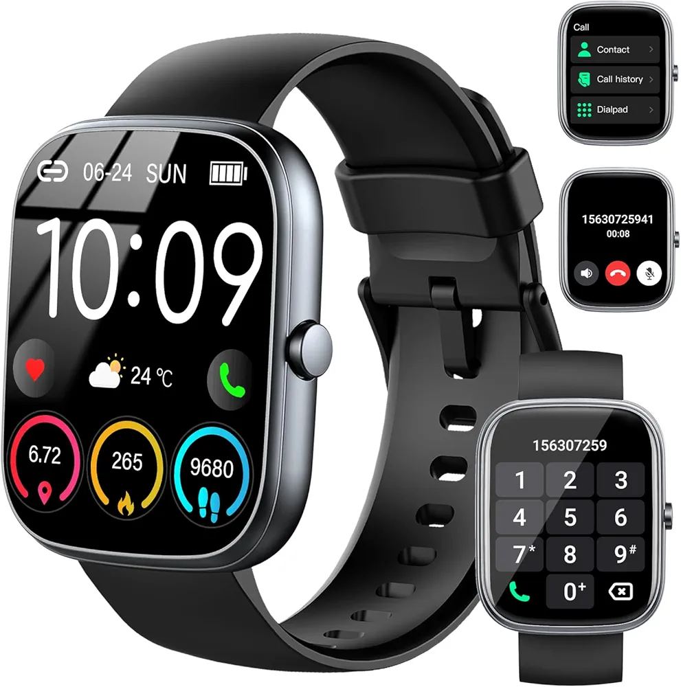 Reloj Inteligente Hombre Mujer, 1.91'' Smartwatch con Llamadas Bluetooth, 110+ Modo Deportivos Pulsera Actividad con Pulsómetro/Monitor de Sueño/Podómetro,Impermeable IP68 Smart Watch para Android/iOS