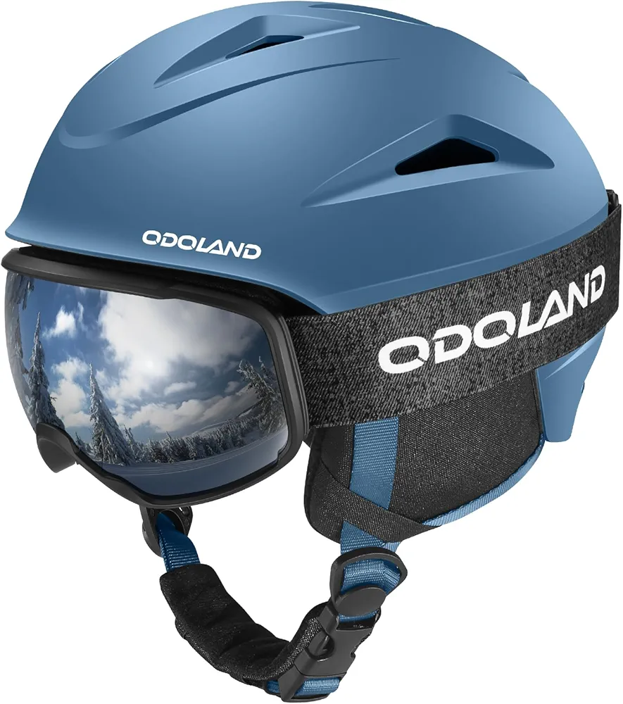 Odoland Kit de Casco de Esquí con Gafas de Esquí, Casco Snowboard con Gafas de esquí para Hombres, Mujeres y Jóvenes, Casco Unisex a Prueba de Golpes y Viento, Set de Casco Deportes de Invierno