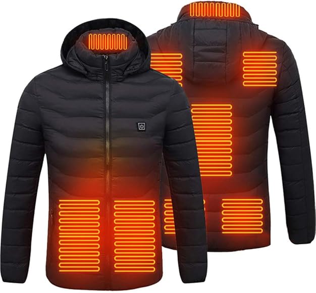 Mrisata Chaqueta con Calefacción Abrigo con Calefacción para Mujeres y Hombres con Capucha Desmontable, para Ciclismo de Invierno, esquí, Camping, Pesca, Abrigo con Aislamiento