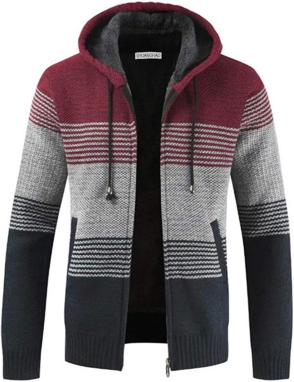 Cárdigan de Hombre Cuello Alto Casuales Chaqueta Chaqueta de Punto para Hombre Sudaderas con Capucha Suéter de Punto