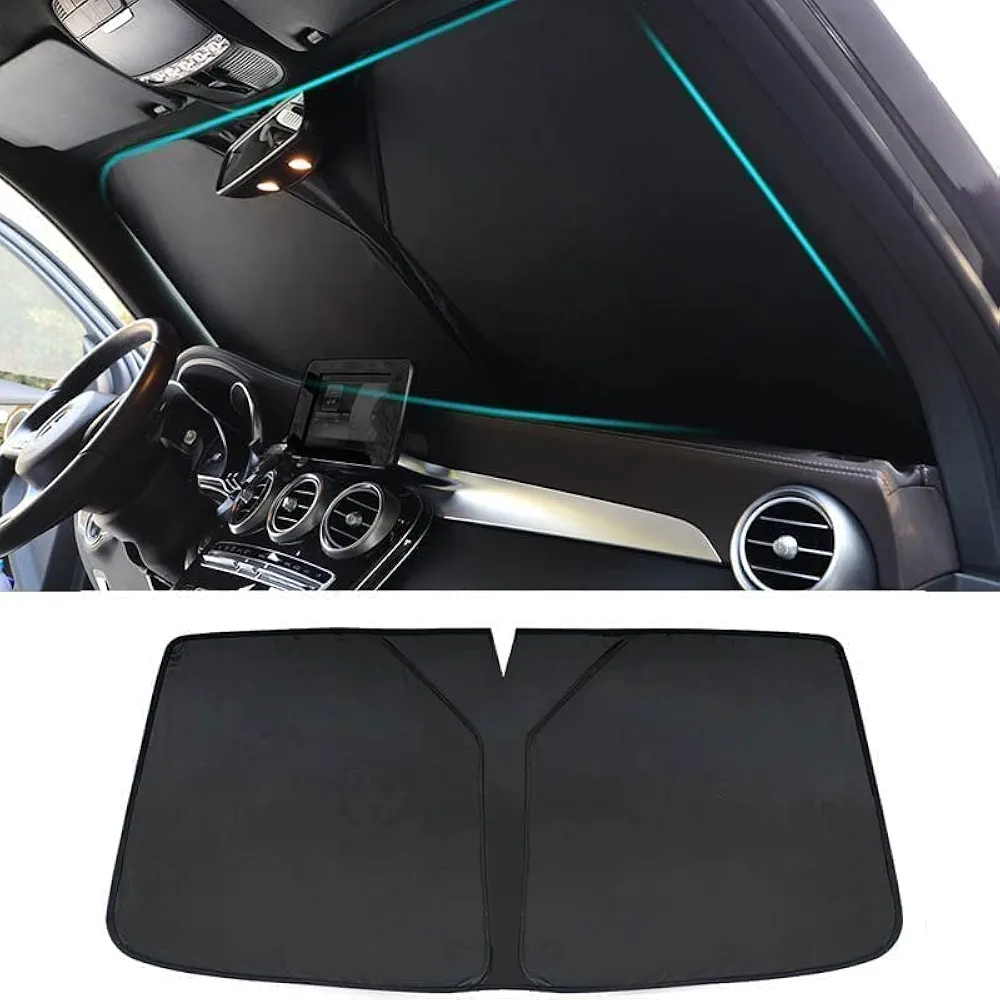 SABIB Parasol Coche Delantero para Hyundai Tucson 2015-2023,UV Protección Plegable Lunas Delanteras Cortina Reflectante Accesorios Automóviles,A/Black