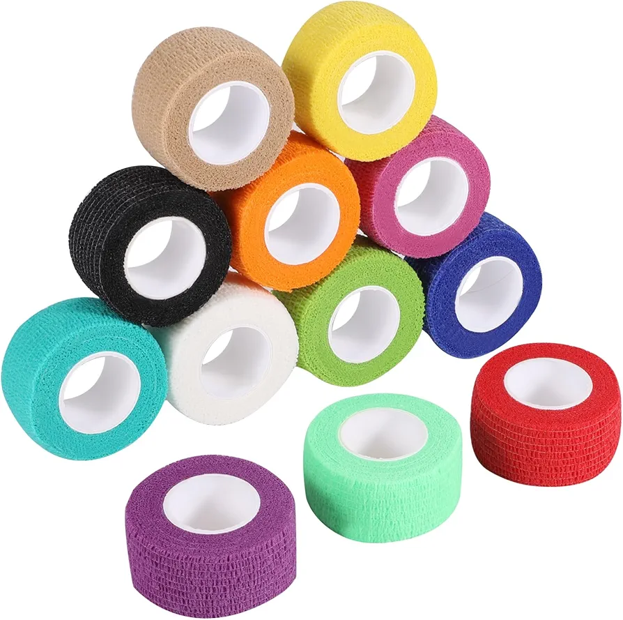 12 Rollos Tape Crossfit, 2,5 cm x 4,5 m Venda Cohesiva Venda Elastica Adhesiva Esparadrapo Deportivo para Deportes Mano Brazo Pie Articulación Dedo (Colorido)