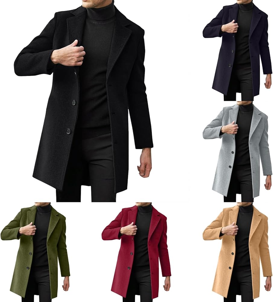 Abrigo De Lana CáLido Para Hombre, Abrigo De Invierno, Chaqueta De Hombre, Abrigo Largo, Corte Ajustado, Abrigo De Lana, Abrigo De Entretiempo, Gabardina De Invierno, Chaqueta Larga Para El