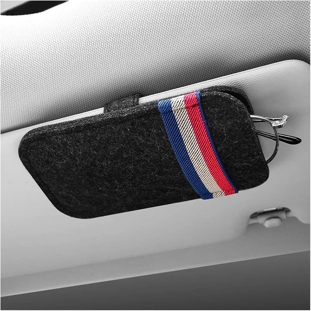 JNNJ Bolsa de Fieltro para Gafas de Coche, Multifuncional Funda Porta Gafas para Coche, Soporte para Gafas de Sol, Accesorios para el Interior del Automóvil, Apto para Parasoles de Coche(Negro)