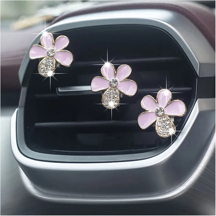 JNNJ 6 Piezas Clips Ventilación Margarita, Flores Clips De Ventilación De Aire De Coche, Fragancia Accesorios Decoraciones Clip Ambientador Para Automóviles, Decoración Interior Coche(Rosa)