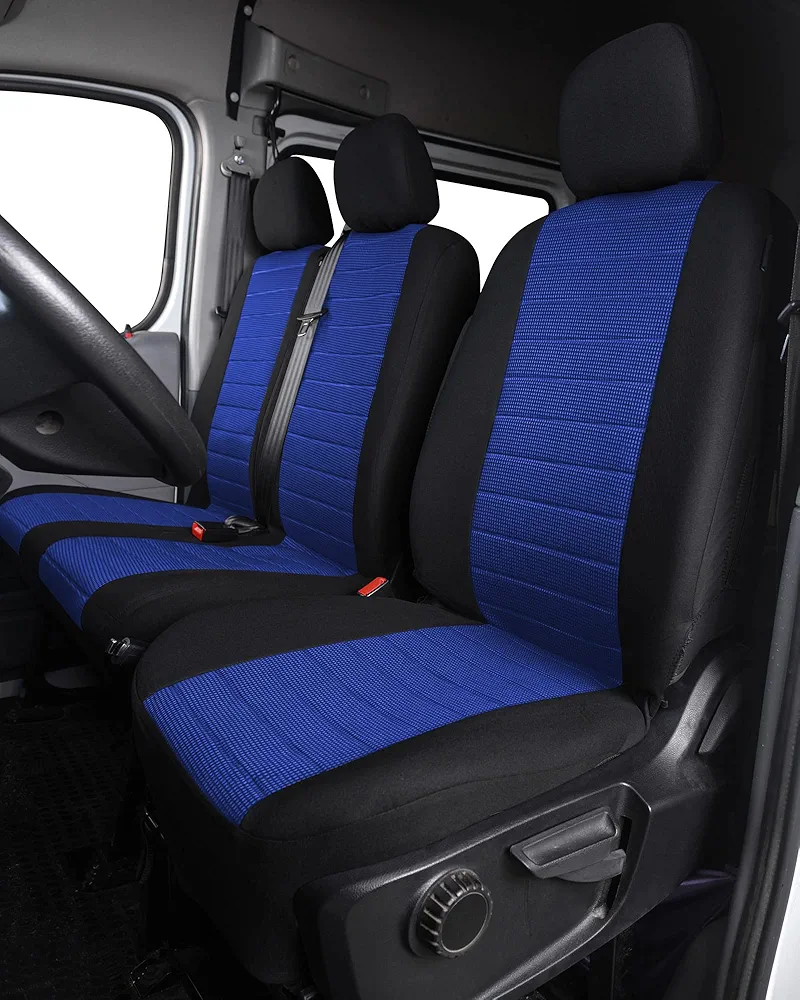 TOYOUN Juego de Fundas para Asientos de Coche para Furgonetas y Camiones de 2 + 1 Fundas Asientos Coche Universales para Delanteros Poliéster Cubre Asiento Coche Accesorios de Automóvil,Azul