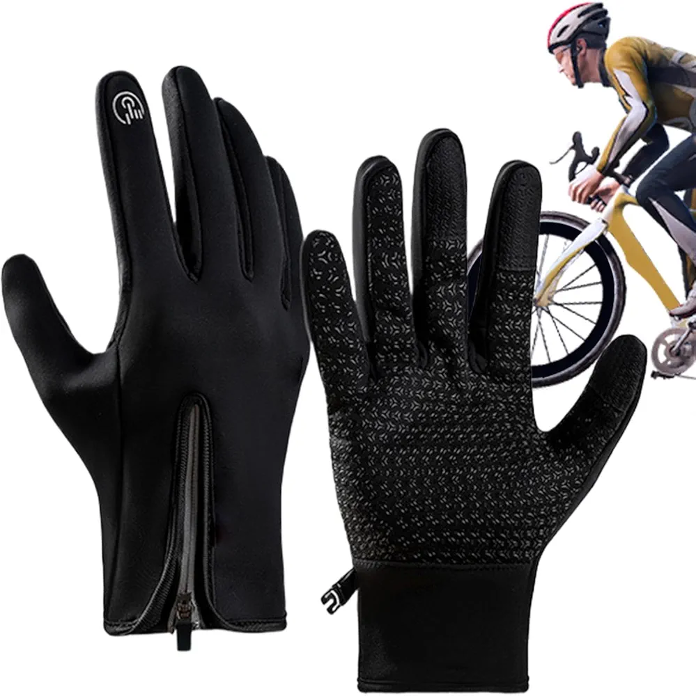 Uhngw Guantes de Nieve para Hombre,Guantes de esquí para Mujer, Guantes para Pantalla táctil Resistentes al Agua, Guantes cálidos Unisex con diseño de Cremallera, Equipo para Clima frío para Pescar y