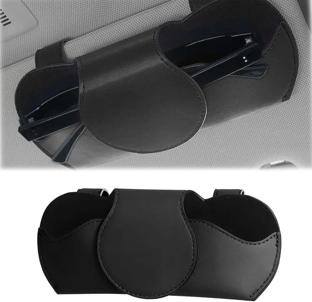 HAPPOW Soporte para Gafas de Cuero para Coche, Soporte Universal para Gafas de Sol para Coche, Funda Magnética para Gafas, Organizador de Viseras para Coche, A Prueba de Polvo, Accesorios para Coche