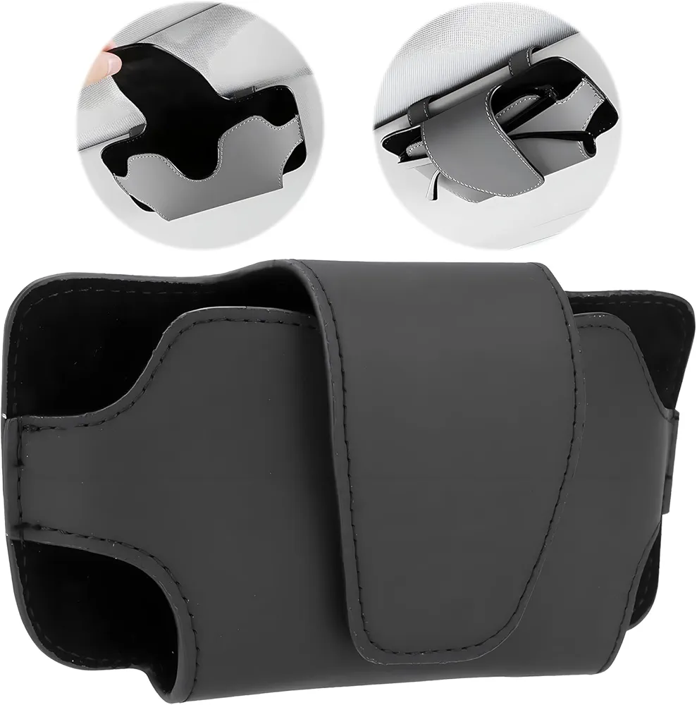 Coche Gafas Caja,Clip para Visera de Coche,Funda Porta Gafas de Sol para Coche,Funda para Gafas de Coche Universal, para Almacenamiento de Clips de Gafas, Accesorios(Negro)