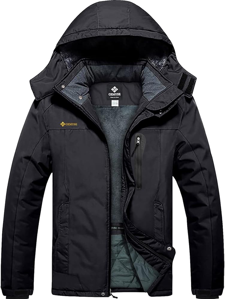 GEMYSE Chaqueta de Esquí Impermeable de Montaña para Hombre Abrigo de Invierno de Lana Antiviento con Capucha