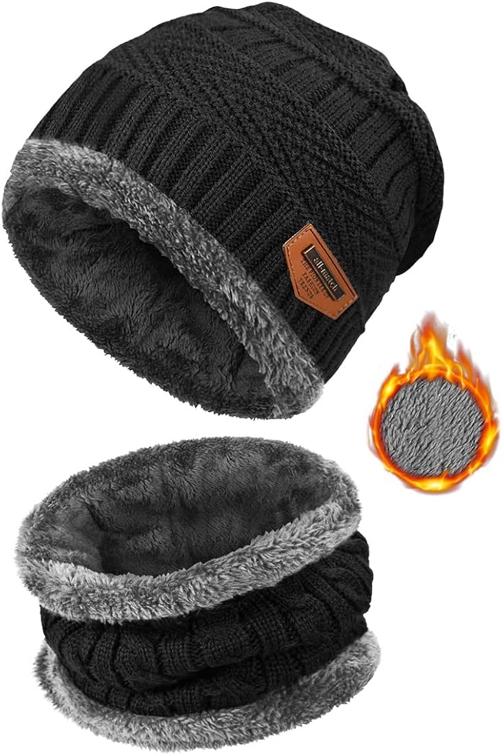 heekpek Gorro Invierno Hombre con Bufanda, Calentar Sombreros Gorras Beanie de Punto Gorro y Bufanda Invierno Hombre Beanie con Bufanda