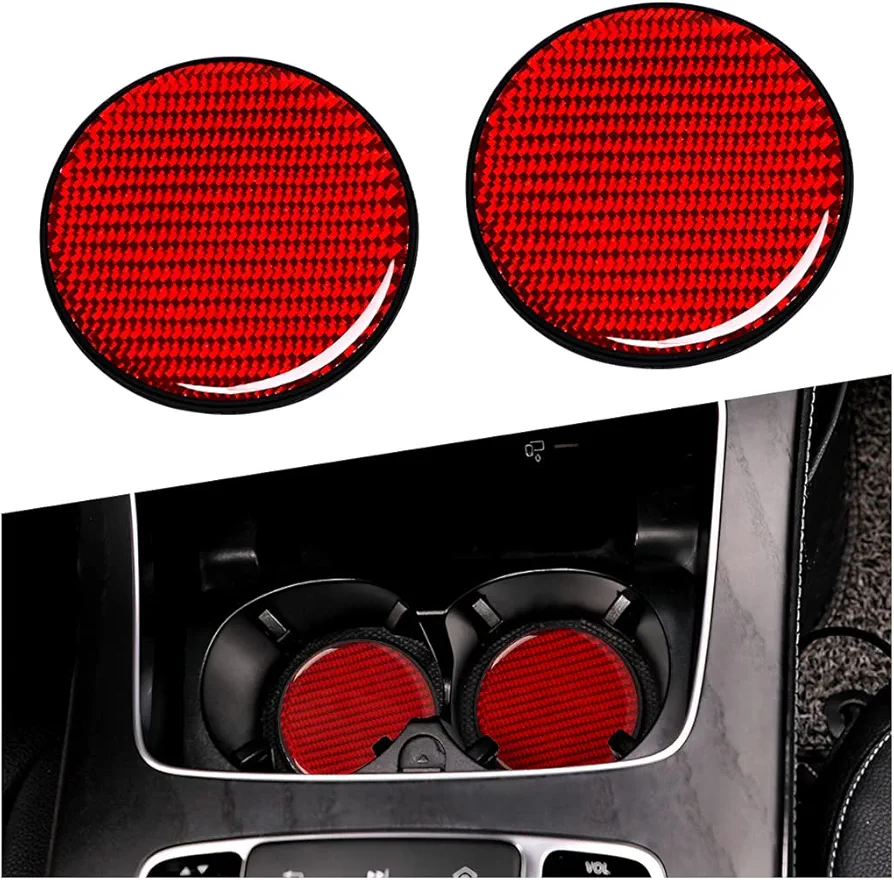 CGEAMDY 2 Piezas Posavasos universales para Coche, 7cm Diámetro Espesar PVC Negro Universal Posavasos para Automóviles, Coche PVC Titular de la Taza Posavasos Accesorios Interiores(Rojo)