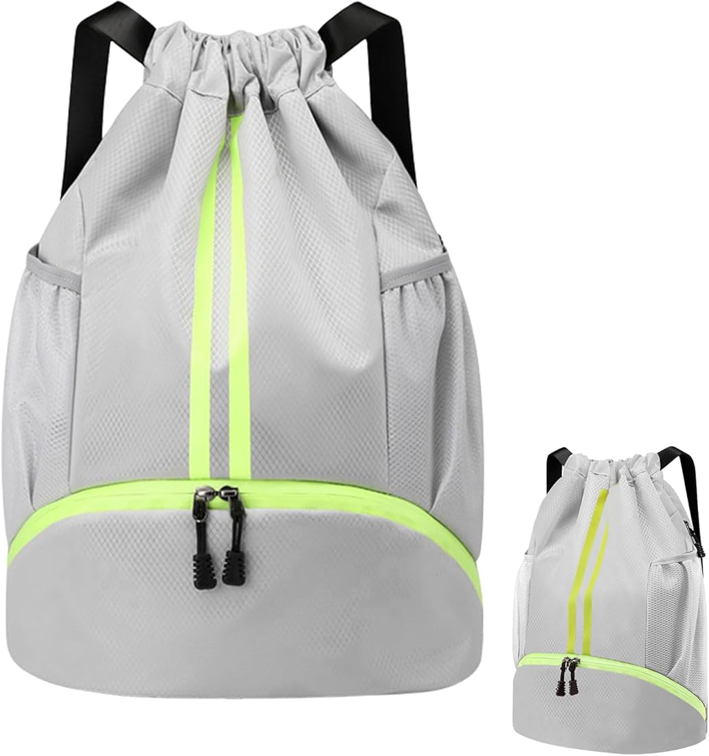 Daelesr Mochilas de Cuerdas Hombre, Bolsa Deporte Mujer, Grande Bolsa Saco Playa Ajustable, Fútbol Mochila con Compartimento Zapatos, Bolsa Gimnasio con Bolsillo para Viajes Yoga Playa, 47x15x32cm