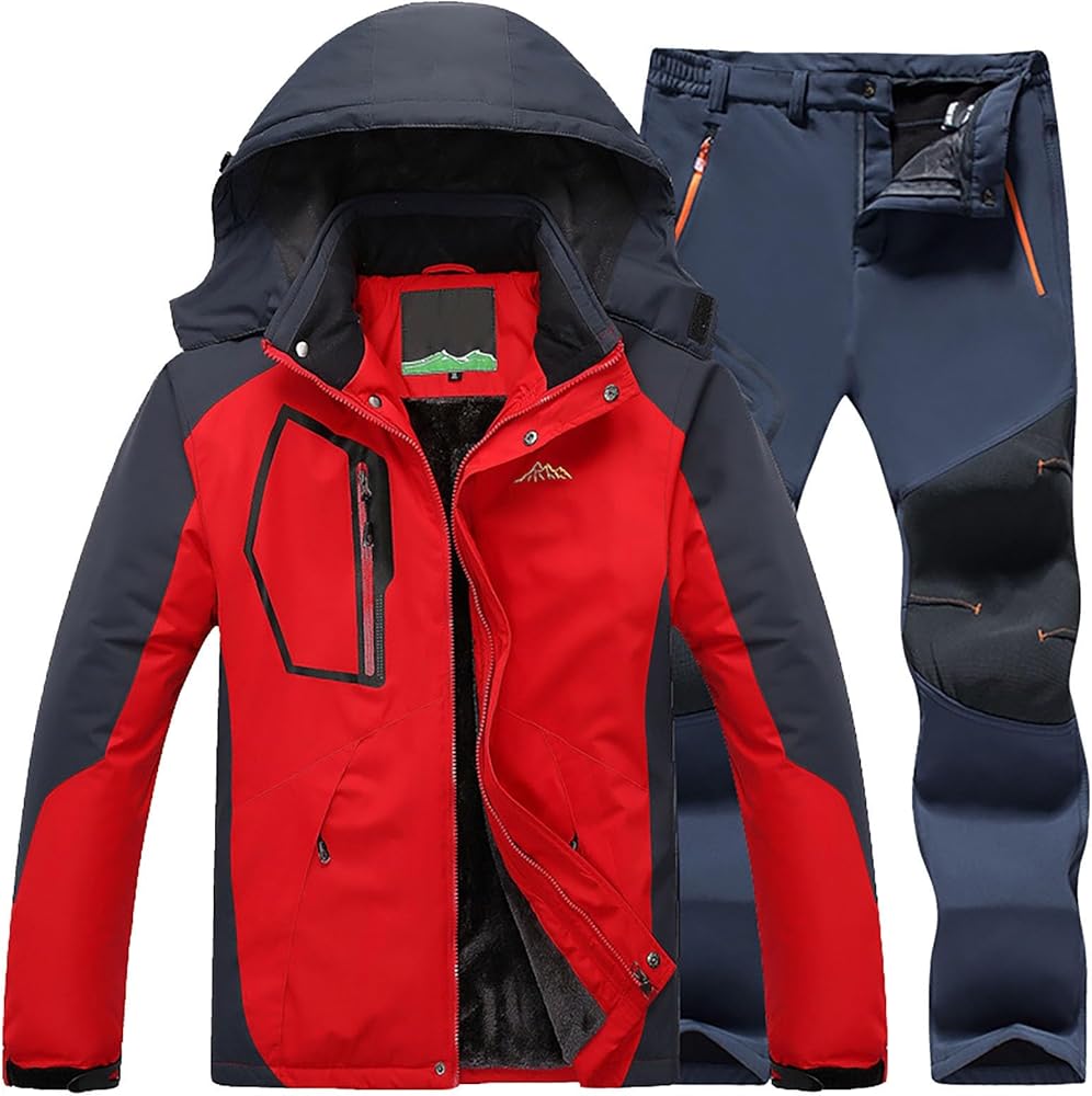 Conjunto de esquí impermeable para hombre, chaqueta y pantalones térmicos resistentes al viento, traje de snowboard de invierno transpirable, equipo de senderismo y nieve, ropa de esquí resistente a