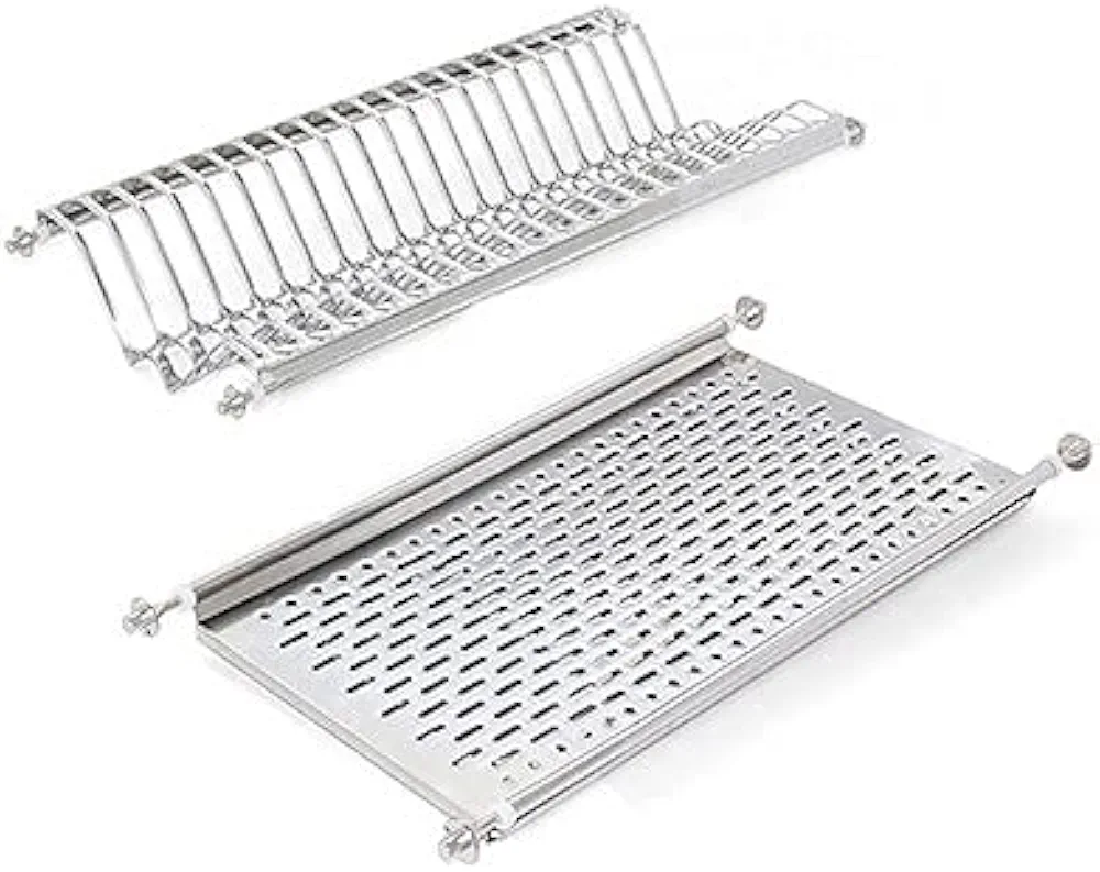 EMUCA Escurridor de Platos y Vasos para Muebles de Cocina de 60 cm de ancho, anchura interior módulo 535-570 mm, Acero Inoxidable