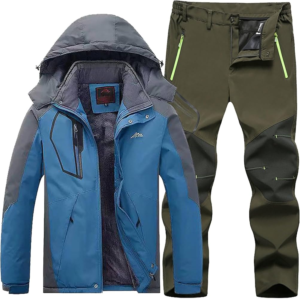 Conjunto de esquí impermeable para hombre, chaqueta y pantalones térmicos resistentes al viento, traje de snowboard de invierno transpirable, equipo de senderismo y nieve, ropa de esquí resistente a