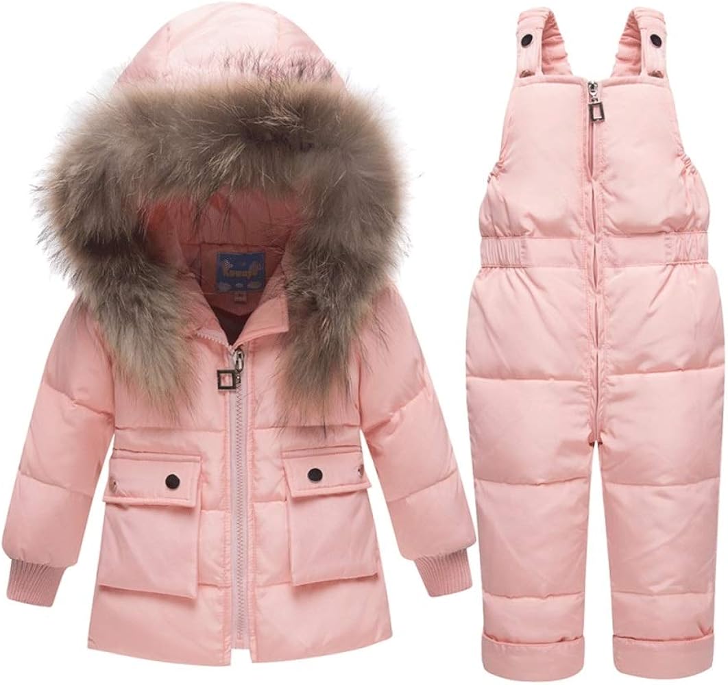 BUKODAZ Traje de esquí infantil abrigos de invierno ropa exterior de moda con capucha con capucha parkas infantiles mono de bebé de piel de bebé espesar en el desgaste de la nieve en el equipo de ropa