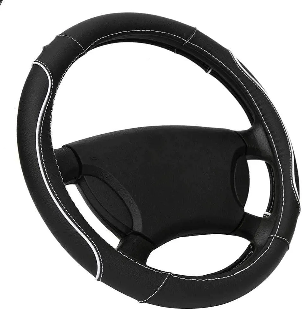 Cubierta del volante del coche 38 CM Estilo del automóvil Coche deportivo Cubiertas del volante antideslizante Accesorios para el automóvil negro