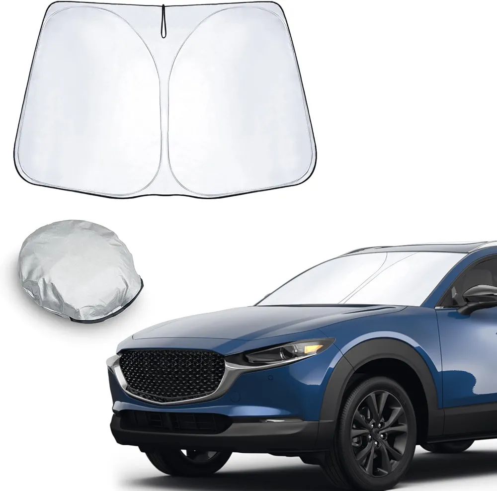 CDEFG Compatible con Mazda CX30 CX-30 2019-2023 2024 Parasol Coche Delantero, Parasol Coche Parabrisas Protector Plegable con Gran Pantalla Anti UV Rayos Fresco-Parasol CX30 2024 Accesorios