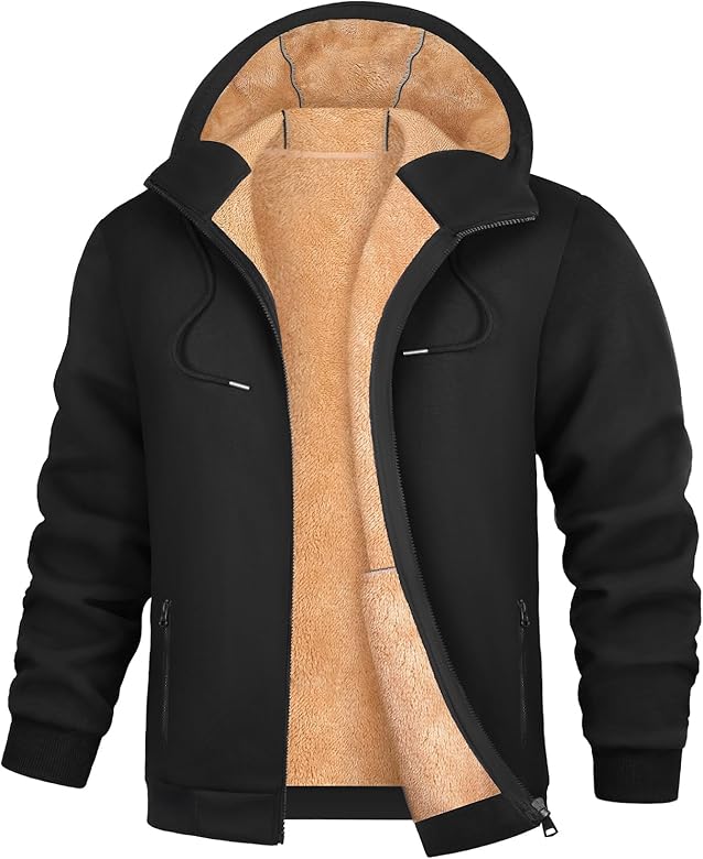 PASUDA Sudadera con Capucha Hombre con Forro Polar Invierno Chaqueta Sudadera de Cremallera Completa Cómoda Manga Larga Informal Cálido Hoodie Abrigo con Bolsillo