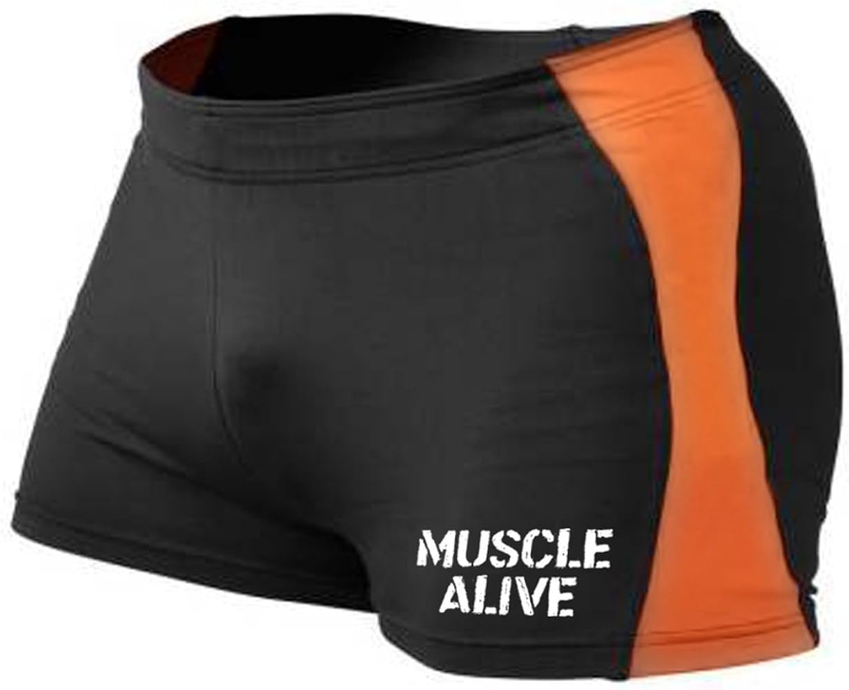 Muscle Alive Hombre Gimnasia Apretado Entrepierna 4 Culturismo Pantalones Cortos de poliéster y Lycra