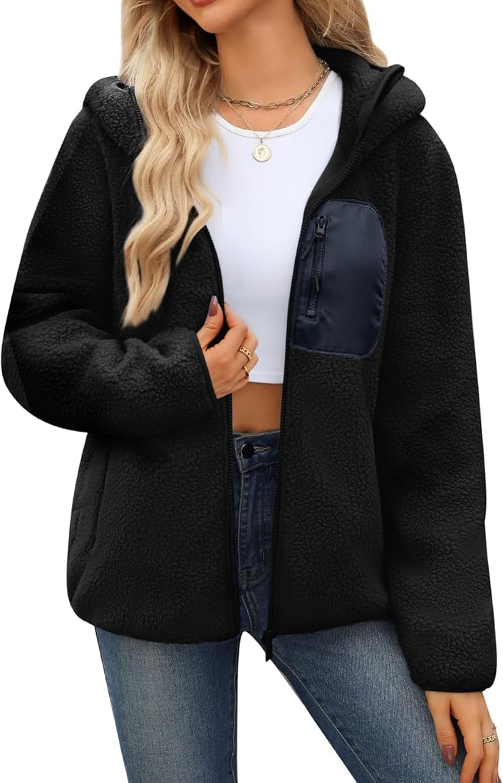 Yuson Girl Sudadera con Capucha para Mujer Otoño Invierno Chaqueta con Capucha Borreguito Suéter Hoodie Sweatshirt con Cremallera Manga Larga Forro Polar Entretiempo Deporte Jacket