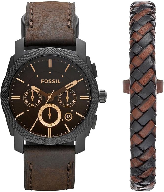 Fossil Machine Reloj para Hombre, Movimiento Cronógrafo con Correa de Acero o Piel