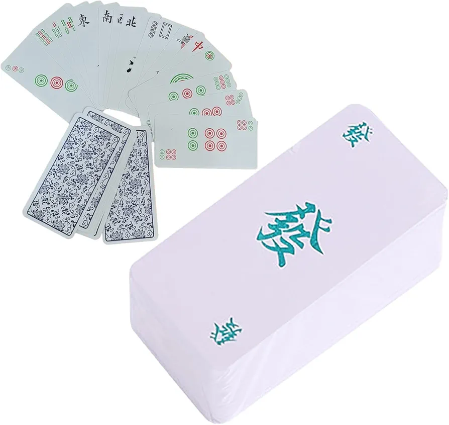 Mapas de Mahjong 2023 - Tarjetas de ocio portátiles, tarjetas de PVC | Naipes tradicionales de Mahjong, juego de 136 cartas, juego de Mahjong de estilo chino, tarjetas de diseño en p