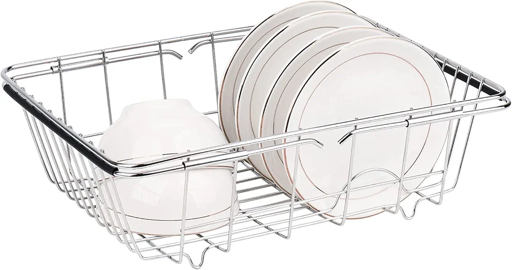 Toplife Escurridor de Platos Extensible de Acero Inoxidable para Cocina Hogar,Escurreplatos para Fregadero,Cestas de Secado de Platos Adecuado para Escurrir Platos, Verduras y Frutas en el Fregadero