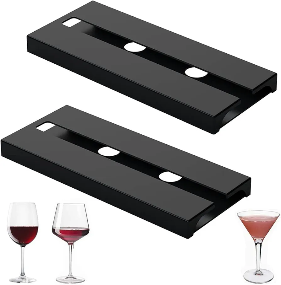 TTBDDM 2 Piezas Estante Colgar Copas de Vino, Portavasos para Vino, Soporte Copas para Vino, Colgador Copa Vino, para Hogar, Bar, Cocina, Restaurante (Negro) (Negro)