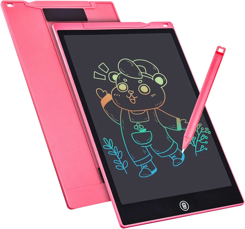 Tableta De Escritura LCD Tableta De Dibujo Colorido De 12 Pulgadas para Niños, 4~12 Juguetes para Niñas Niños, Regalos Borrables Y Reutilizables, Juguete De Cumpleaños De Navidad para Niños (Rosa)