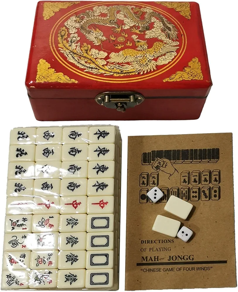 smashing Mini juego de mahjong, caja de madera, mah jongg, azulejos de acrílico mahjong para viajes, amigos, familia, ocio, juego, fiesta, accesorios de juego