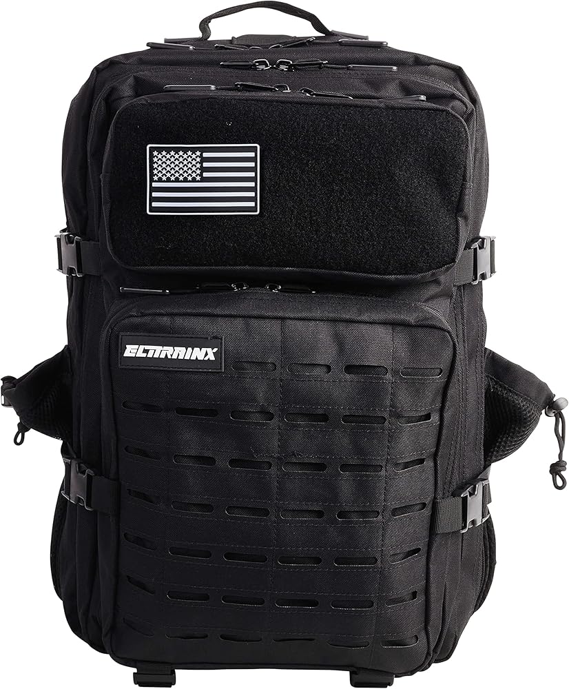 ELITRAINX V2 Mochila 45L Táctica Militar Impermeable Entrenamiento Cruzado Viajes Deportes al aire libre Gimnasio Portátil Oxford 900D (Negro)