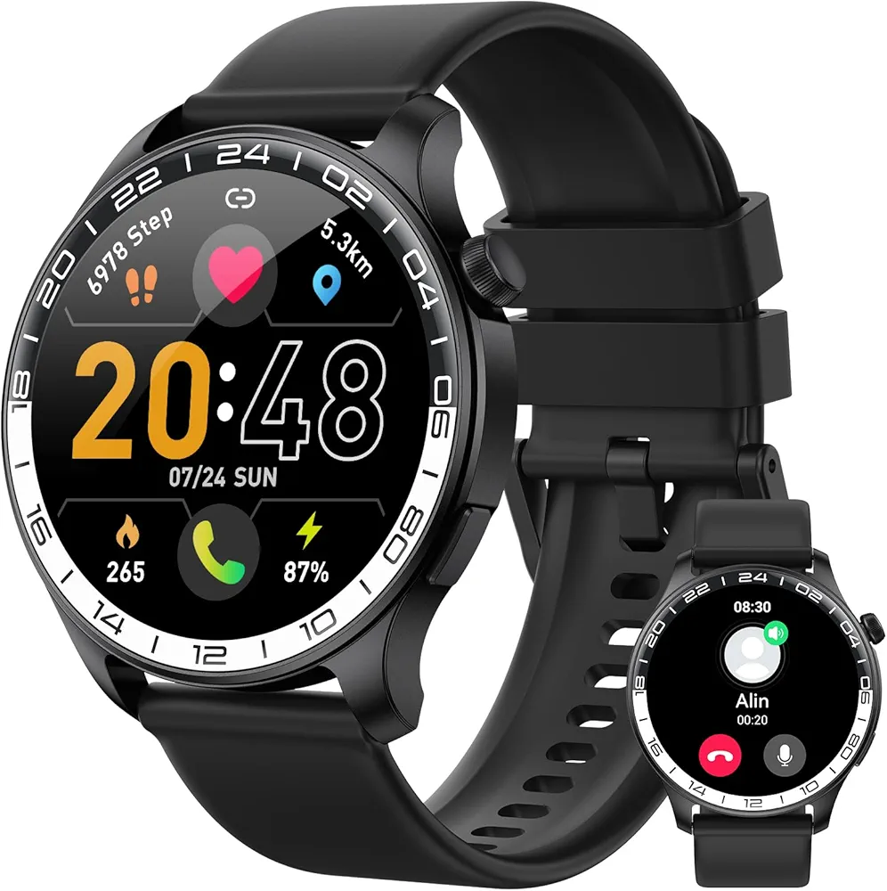 Fempoin Reloj Inteligente Hombre Mujer, 1.43" AMOLED Display Smartwatch con Llamadas, Smart Watch Monitor de Sueño/SpO2, Podómetro, 110+ Modos Deportivos Impermeable Reloj Deportivopara Android iOS