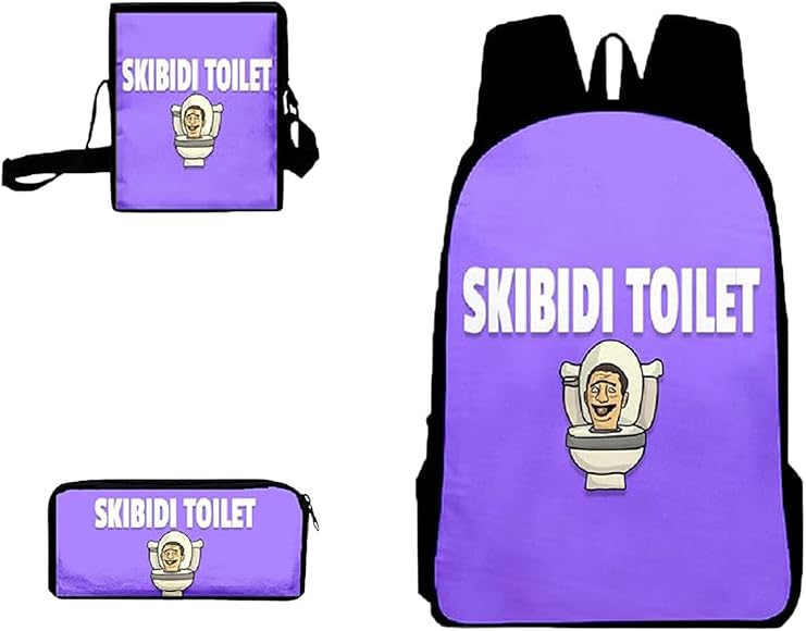 IRILXGAY Mochila De Skibidi Toilette, Gran Capacidad, Mochila Casual Para NiñOs, Mochila De Inodoro Skibidi De Juego 3 Juegos, Ocio Ligero, Mochila Impresa De Dibujos Animados Neutros