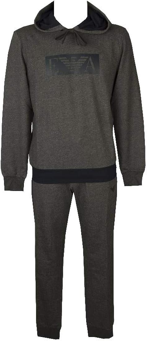 Emporio Armani Sudadera Completa Traje Deportivo Hombre Loungewear artículo 111921 0A566 Hooded Sweater + Trousers, 06749 Grigio Melange Scuro - Dark Grey Melange, S